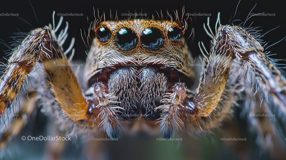 Detailed Close-up of Jumping Spider with Large Eyes