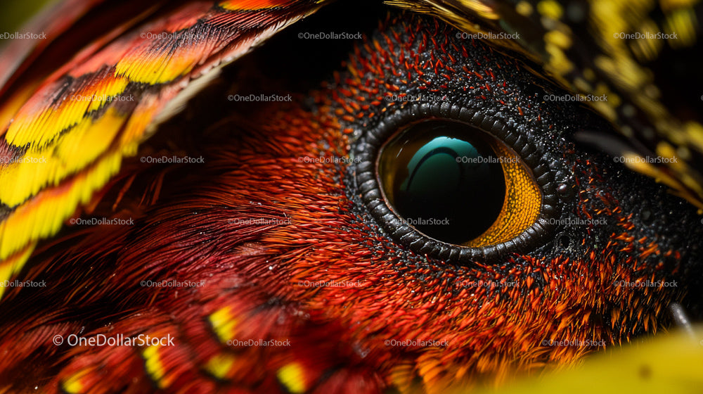 Vibrant Macro of Bird's Eye and Feathers