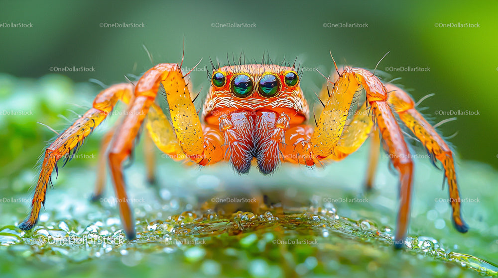 Close-Up Shot of a Vibrant Jumping Spider