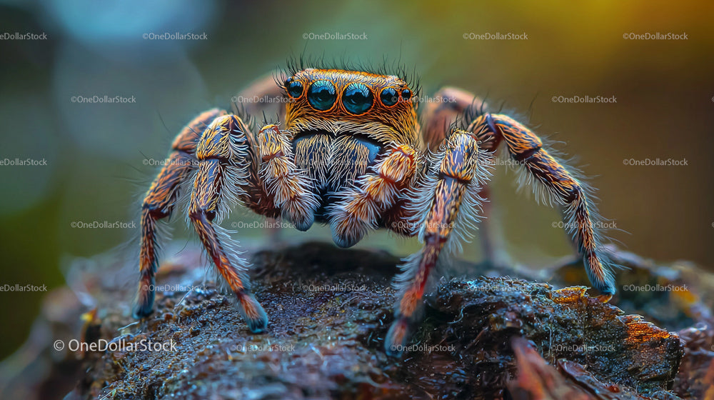 Close-Up of a Jumping Spider on Forest Floor