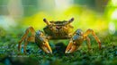 Vibrant Crab on Lush Green Forest Floor