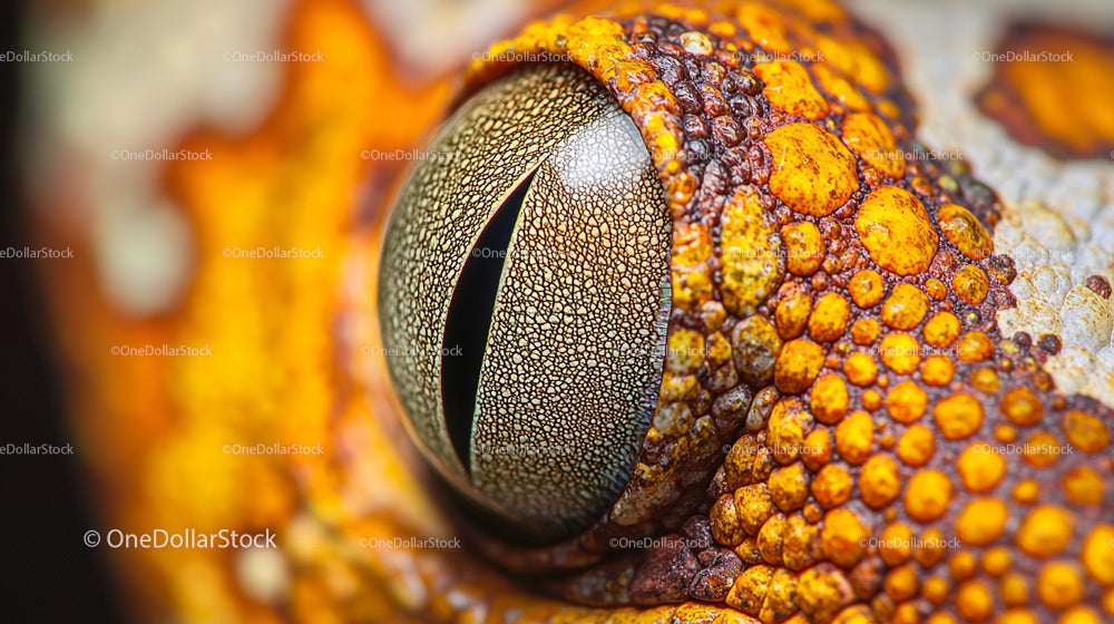 Macro Close-Up of Gecko Eye and Intricate Scales