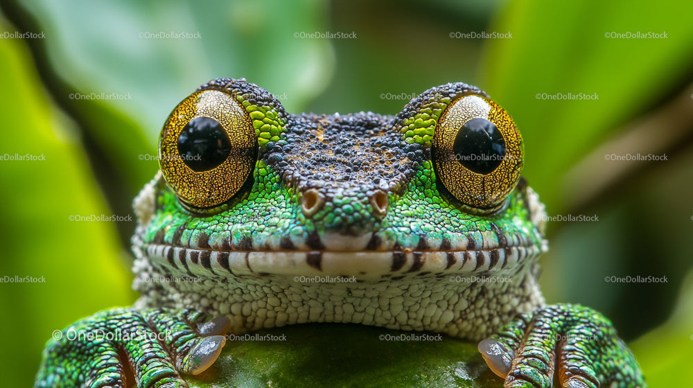 Vibrant Green Frog with Striking Golden Eyes