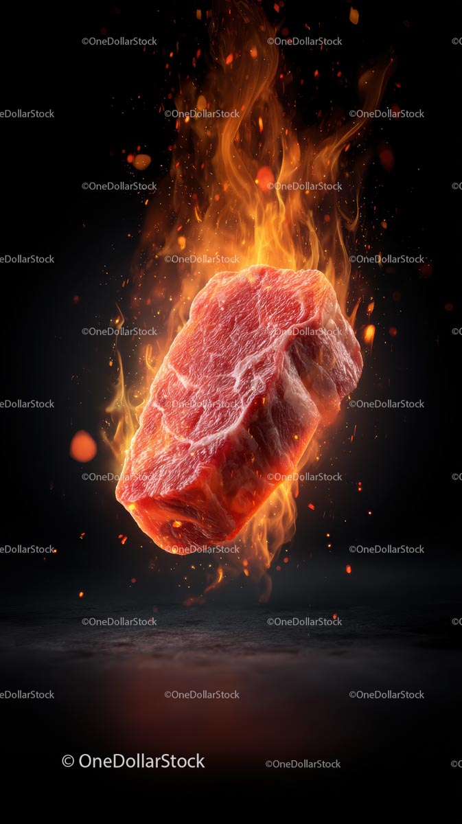 Soczysty stek grillowany na otwartym ogniu
