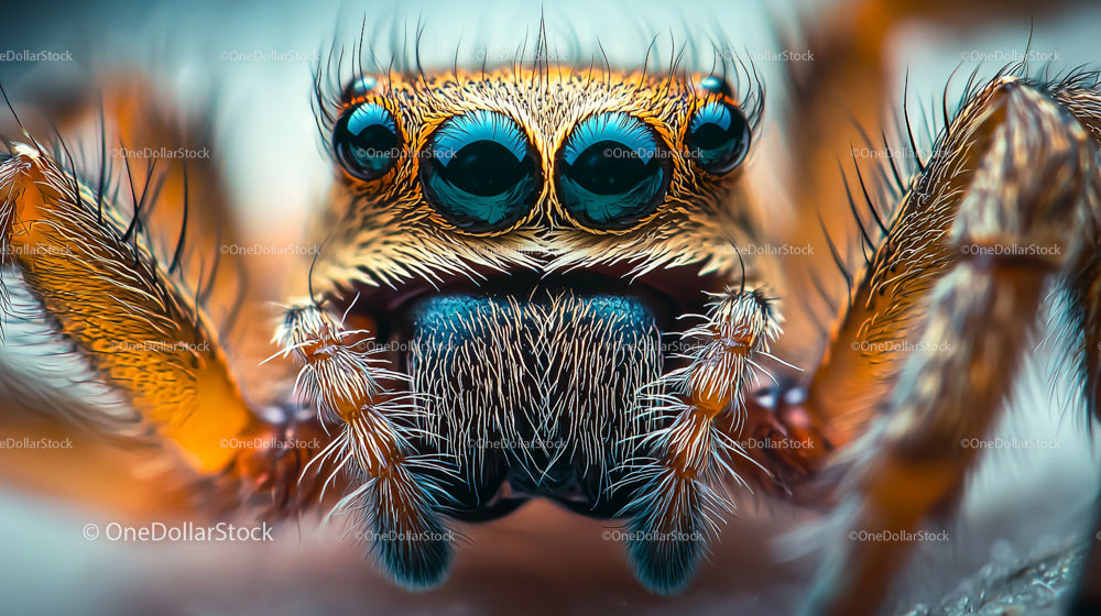 Close-Up of Jumping Spider with Vivid Eyes