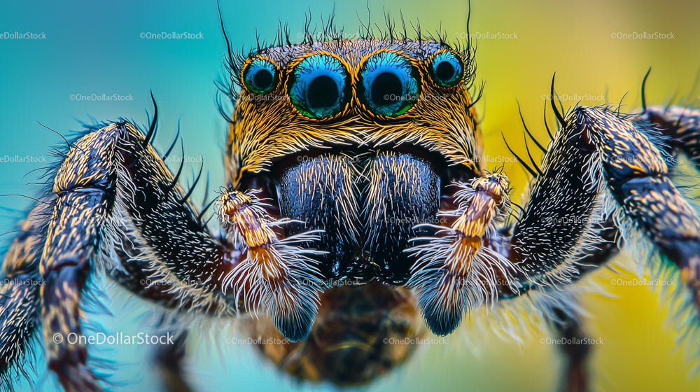 Close-Up of Jumping Spider with Vibrant Eyes