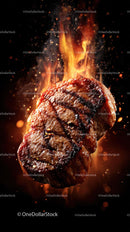 Flame-Grilled Juicy Steak with Sizzling Flames
