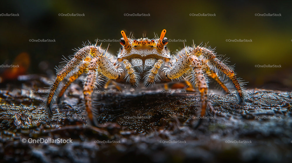 Close-Up of Vibrant Hairy Crab in Natural Habitat