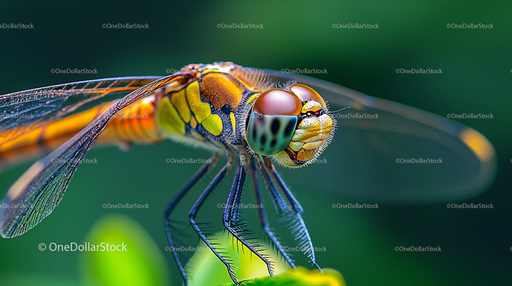Vibrant Dragonfly Macro with Detailed Wings and Eyes