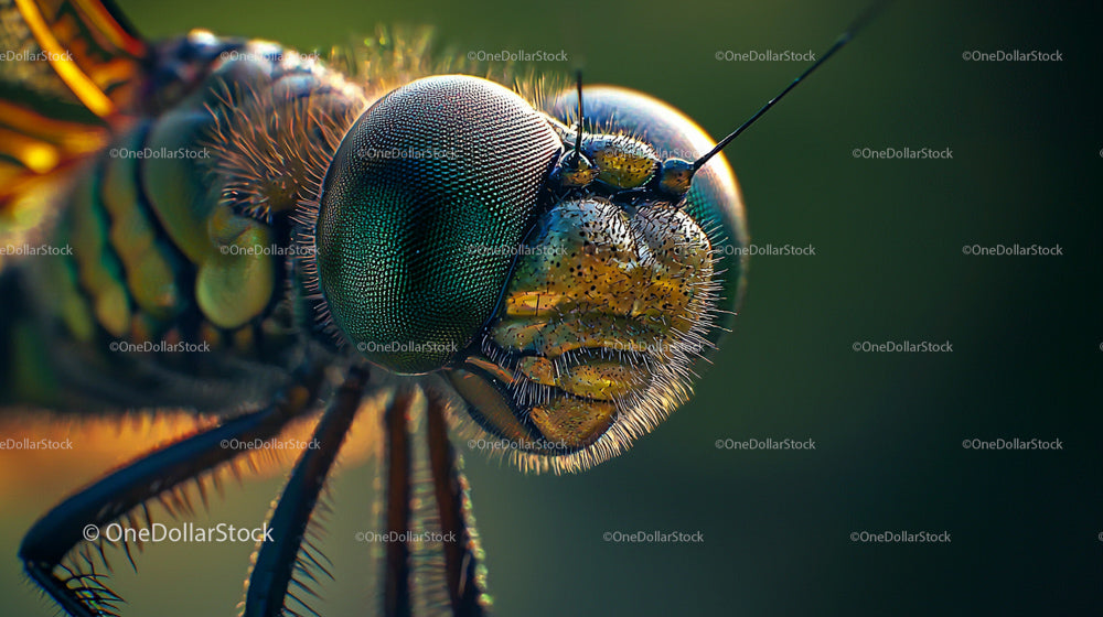 Macro View of Dragonfly with Vibrant Compound Eyes