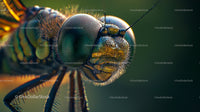Macro View of Dragonfly with Vibrant Compound Eyes