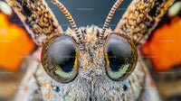 Close-Up of Moth's Compound Eyes and Antennae