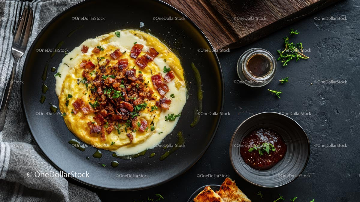 Bogata i kremowa polenta z chrupiącym boczkiem i ziołami