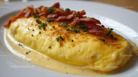 Fluffy Omelet with Crispy Bacon and Fresh Chives