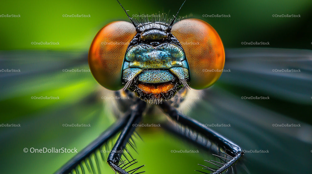 Close-Up of Dragonfly with Vivid Compound Eyes