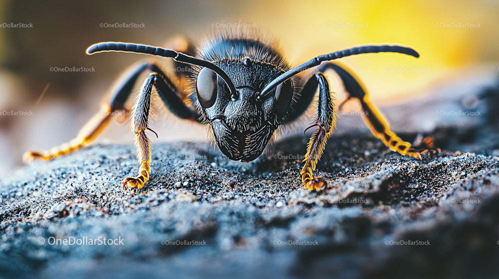 Close-Up Macro Shot of a Wasp on a Rock