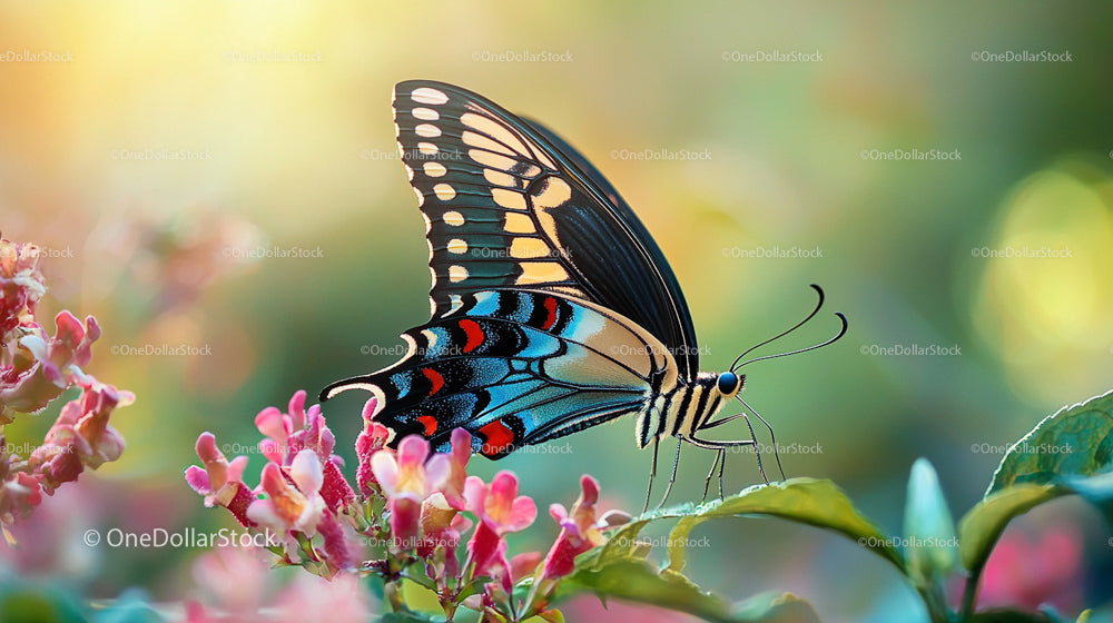 Stunning Swallowtail Butterfly on Blooming Flowers