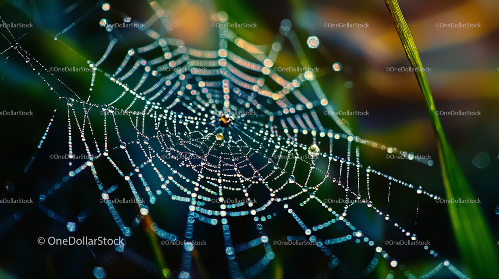 Spider Web Covered in Morning Dew