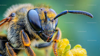 Macro Close-Up of a Honeybee on a Yellow Flower