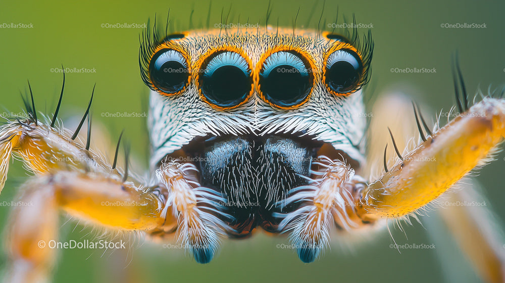 Close-Up of a Jumping Spider with Detailed Eyes
