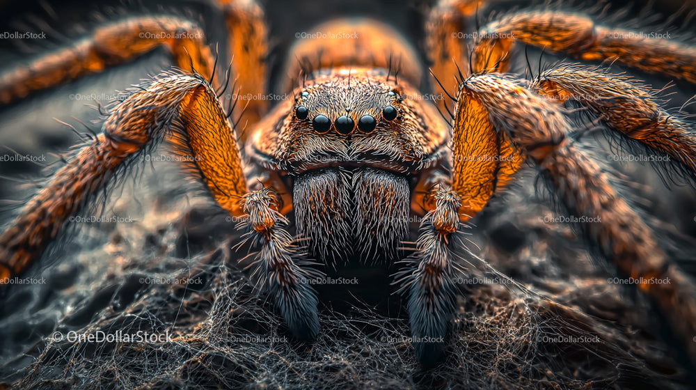 Close-up Macro View of a Tarantula Spider