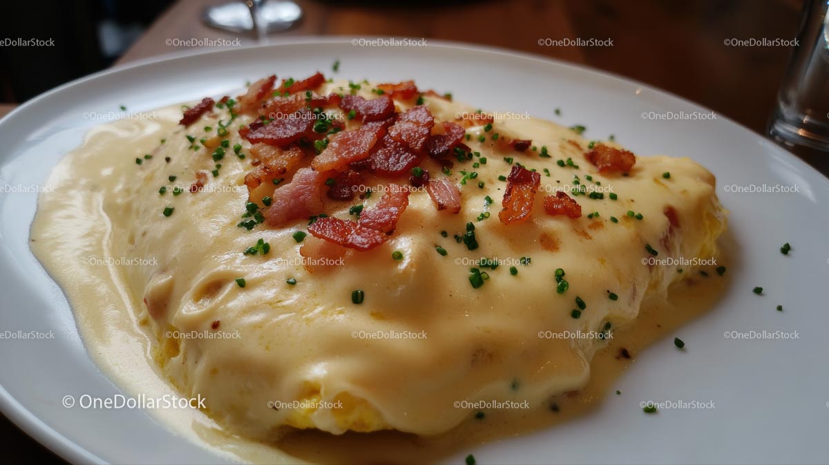 Savory Omelette with Crispy Bacon and Chives