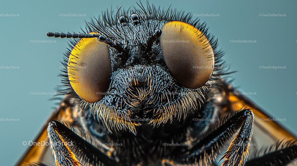 Macro Close-Up of Fly's Compound Eyes