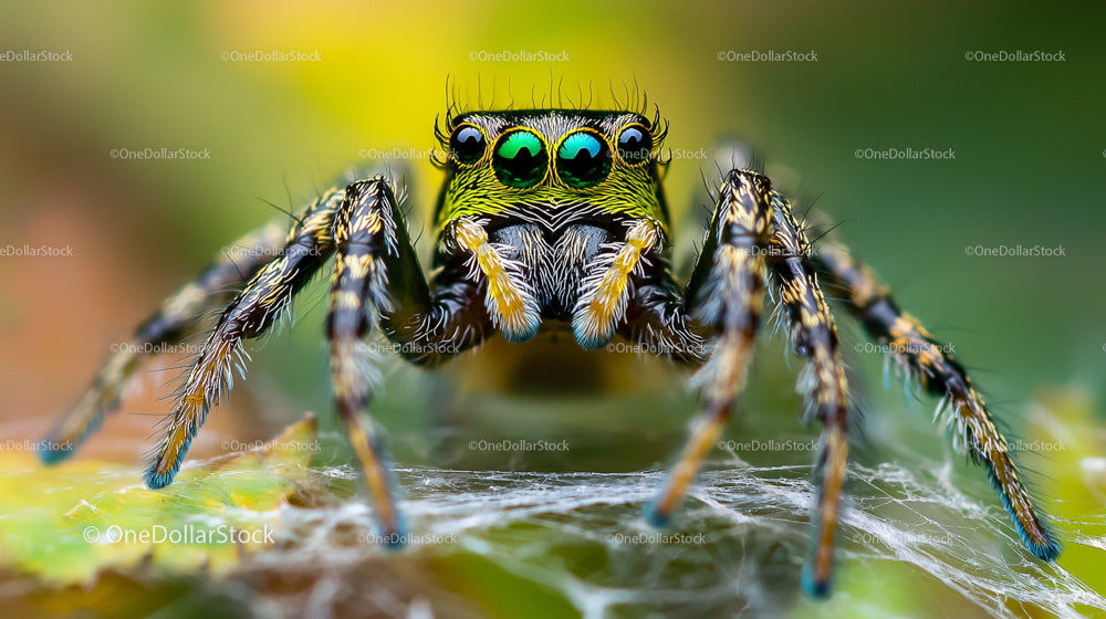 Colorful Jumping Spider in Detailed Macro View