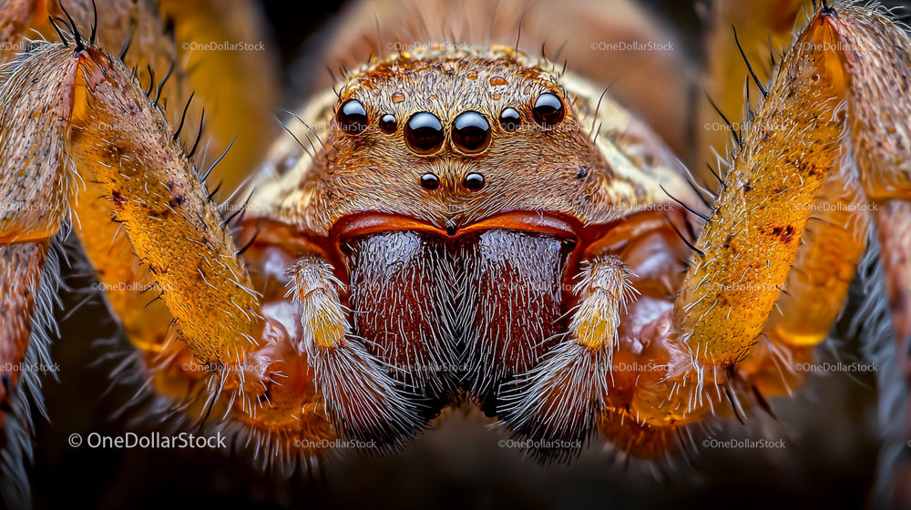 Close-Up Portrait of a Detailed Spider with Hairy Legs