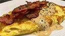 Savory Omelette with Bacon and Creamy Sauce Garnish