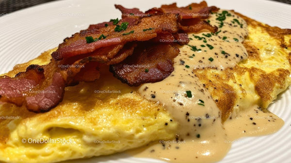 Wytrawna Omlet z Bekonem i Kremowym Sosem