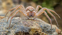Wolf Spider on Textured Rock in Natural Habitat