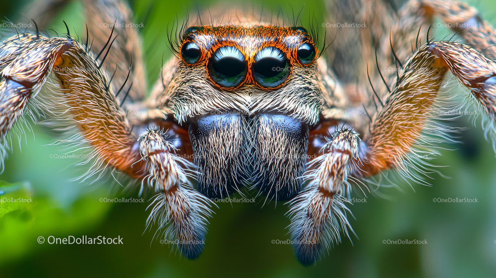 Close-Up of Jumping Spider with Intricate Details