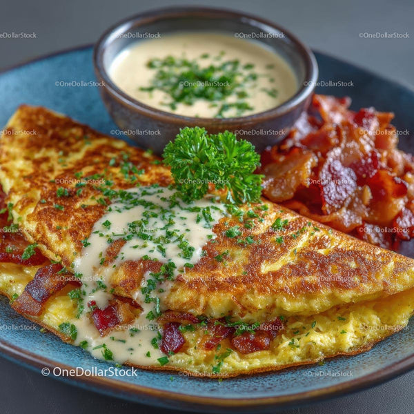 Wytrawna Omlet z Bekonem i Kremowym Sosem