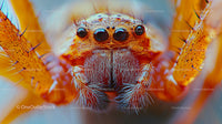 Macro Close-up of a Hairy Orange Spider