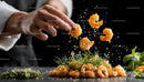 Chef Seasoning Fresh Shrimp with Herbs and Spices