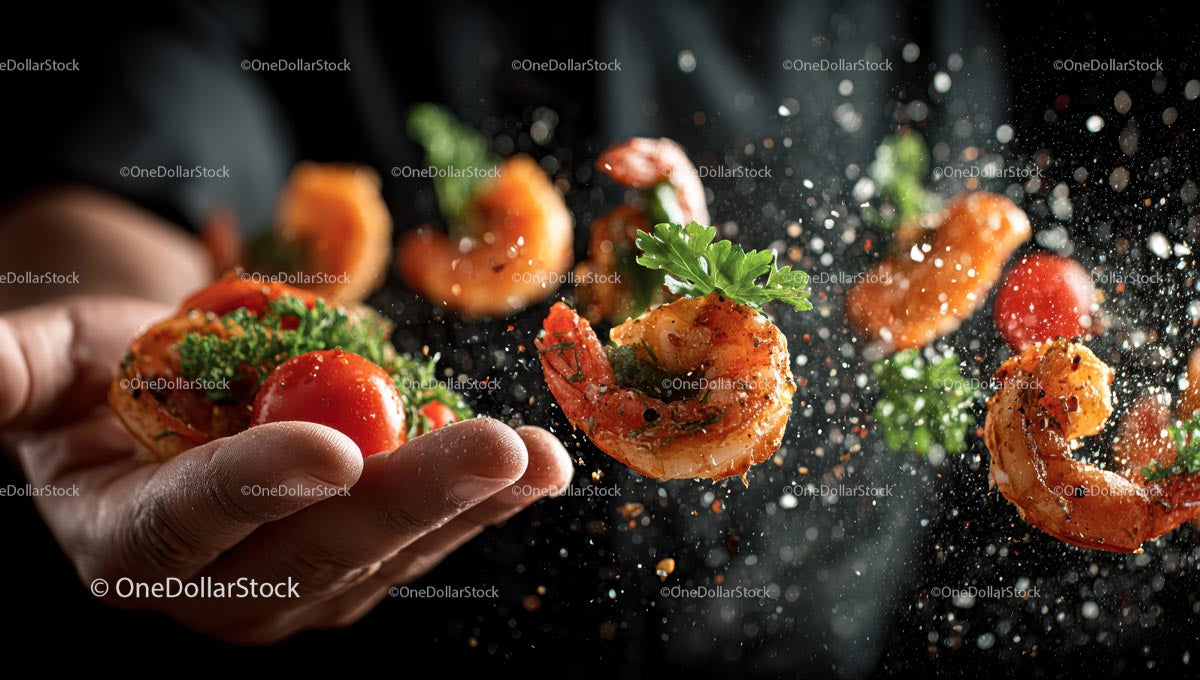 Gourmet Shrimp with Herbs and Cherry Tomatoes in Motion