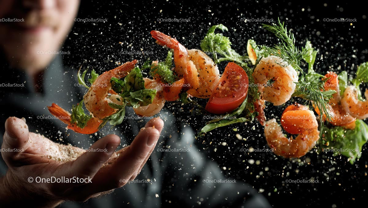Dynamic Display of Shrimp and Fresh Ingredients