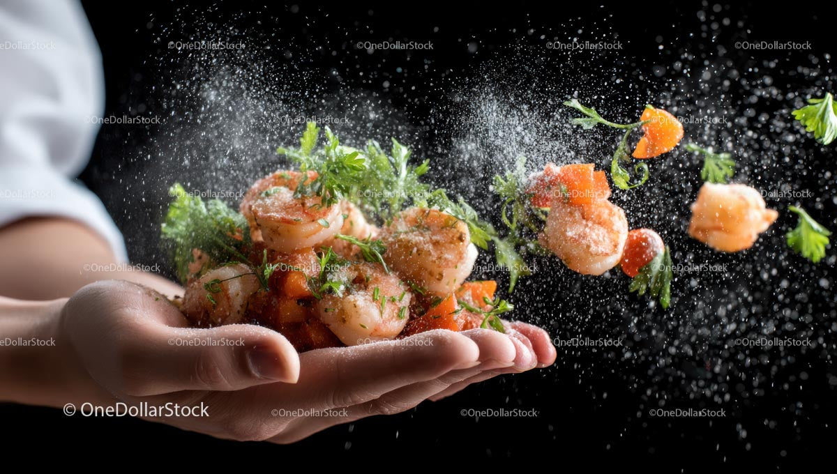 Dynamic Shrimp with Herbs and Carrot Explosion