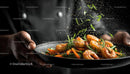 Gourmet Shrimp Dish with Vegetables and Fresh Herbs