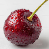 Close-Up of Juicy Cherry with Water Droplets