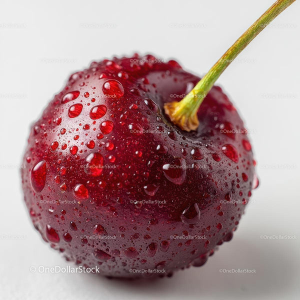 Close-Up of Juicy Cherry with Water Droplets