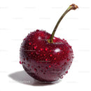 Fresh Juicy Cherry with Water Droplets on White Background
