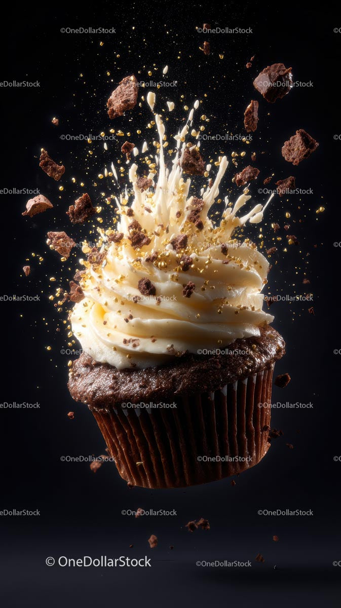 Exploding Chocolate Cupcake with Creamy Swirls