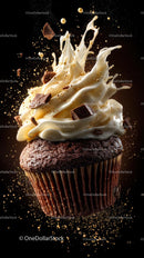 Delicious Chocolate Cupcake with Creamy Frosting Splash