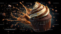 Chocolate Cupcake with Caramel and Swirl Frosting Explosion