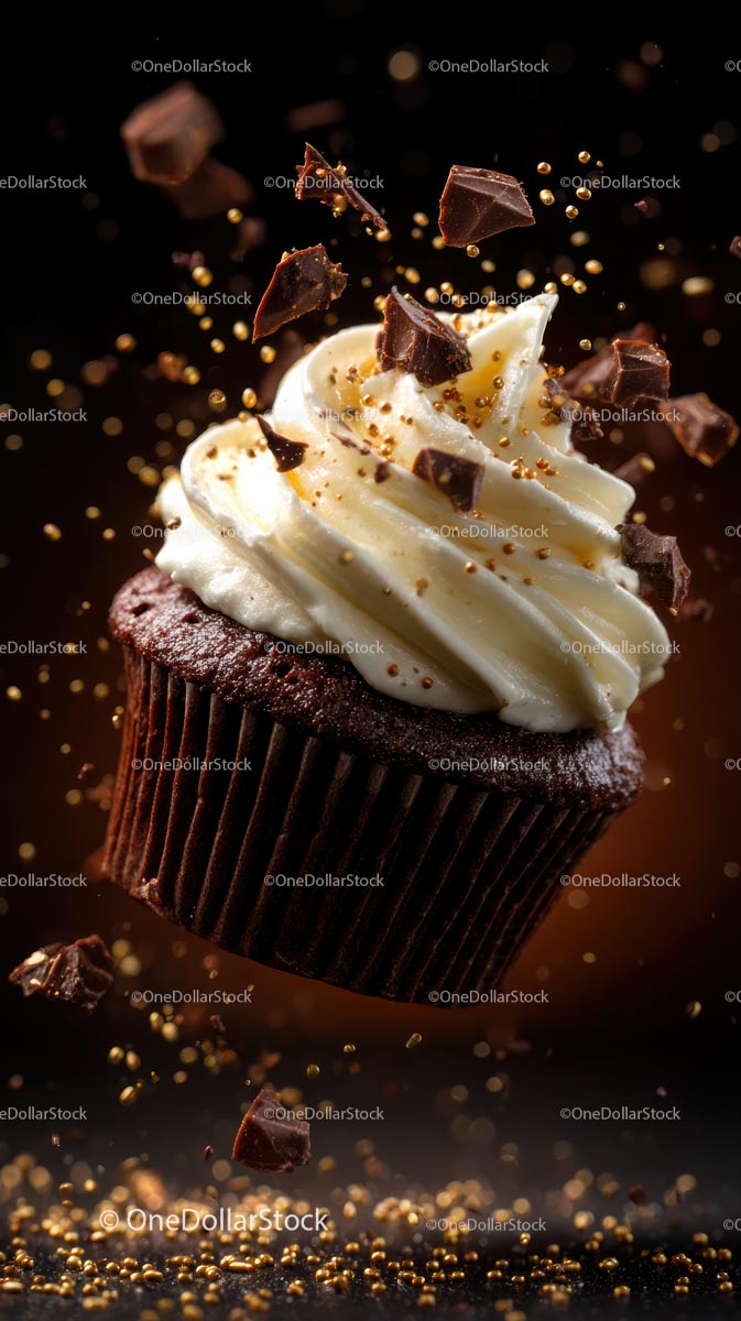 Chocolate Cupcake with Vanilla Frosting and Sprinkles