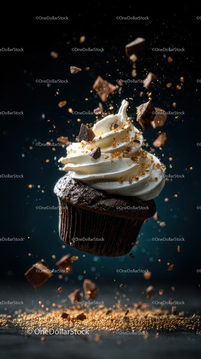 Delicious Chocolate Cupcake with Whipped Cream Topping