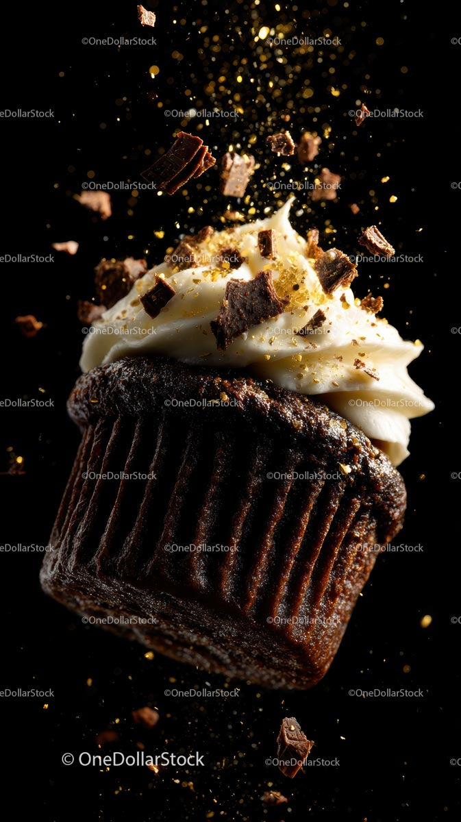 Gourmet Chocolate Cupcake with Creamy Icing and Sprinkles
