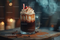 Steaming Hot Chocolate with Whipped Cream in Cozy Setting